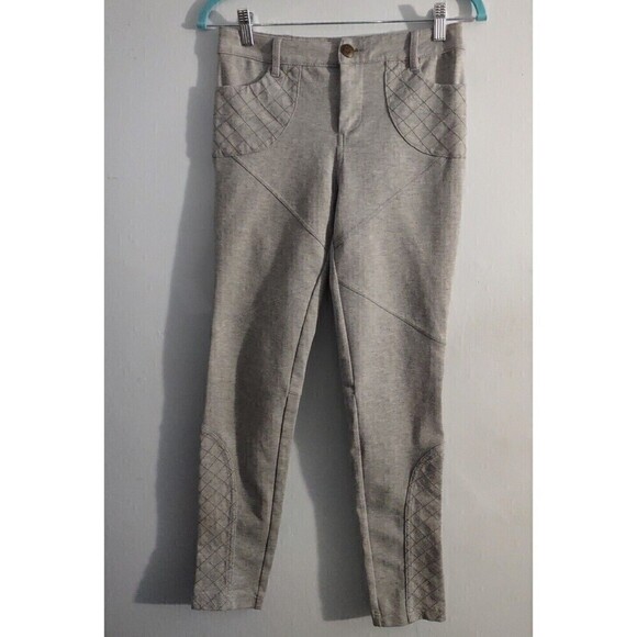 Free People Sz 28 High Rise Bike Babe Pants Light Gray Skinny Quilted - Picture 1 of 7